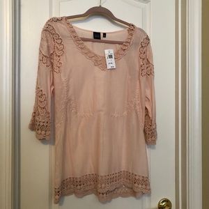 Beautiful pale pink boho top BLUE Saks Fifth Ave